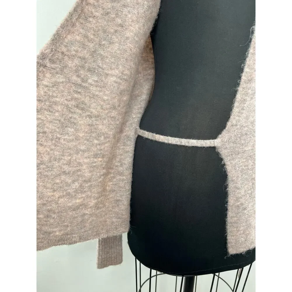 Wilfred Free GiGi Wrap Cardigan Pink Fuzzy Knit Long Sleeve Wool Alpaca Small S